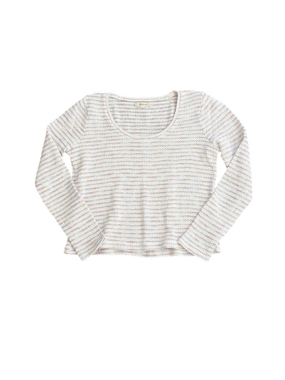 Madewell White Scoop Neck Lightweight Stripe Knit Top - Picture 1 of 4